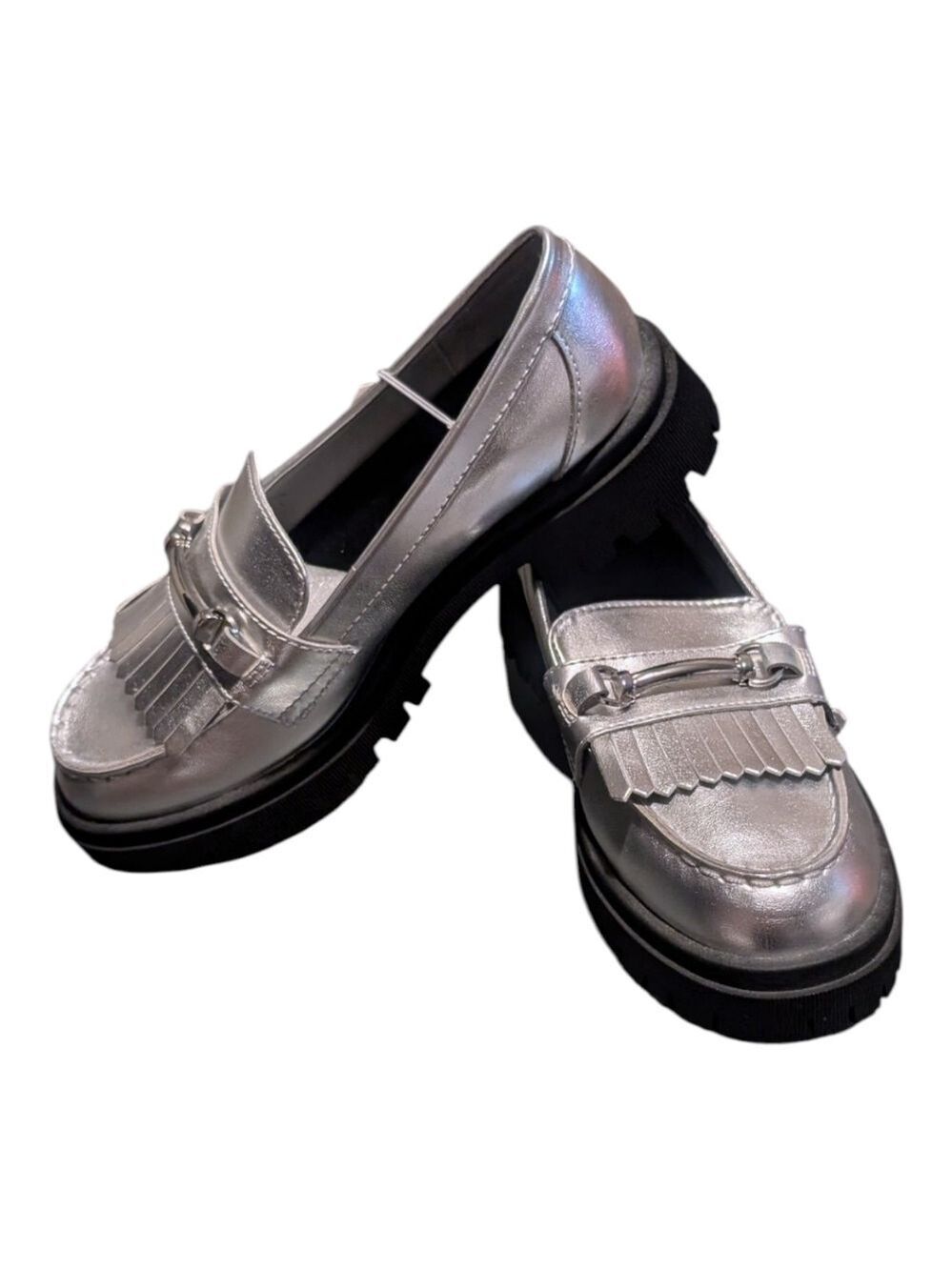 7 • Old Navy • Faux Leather Silver Tassel Chunky Loafer